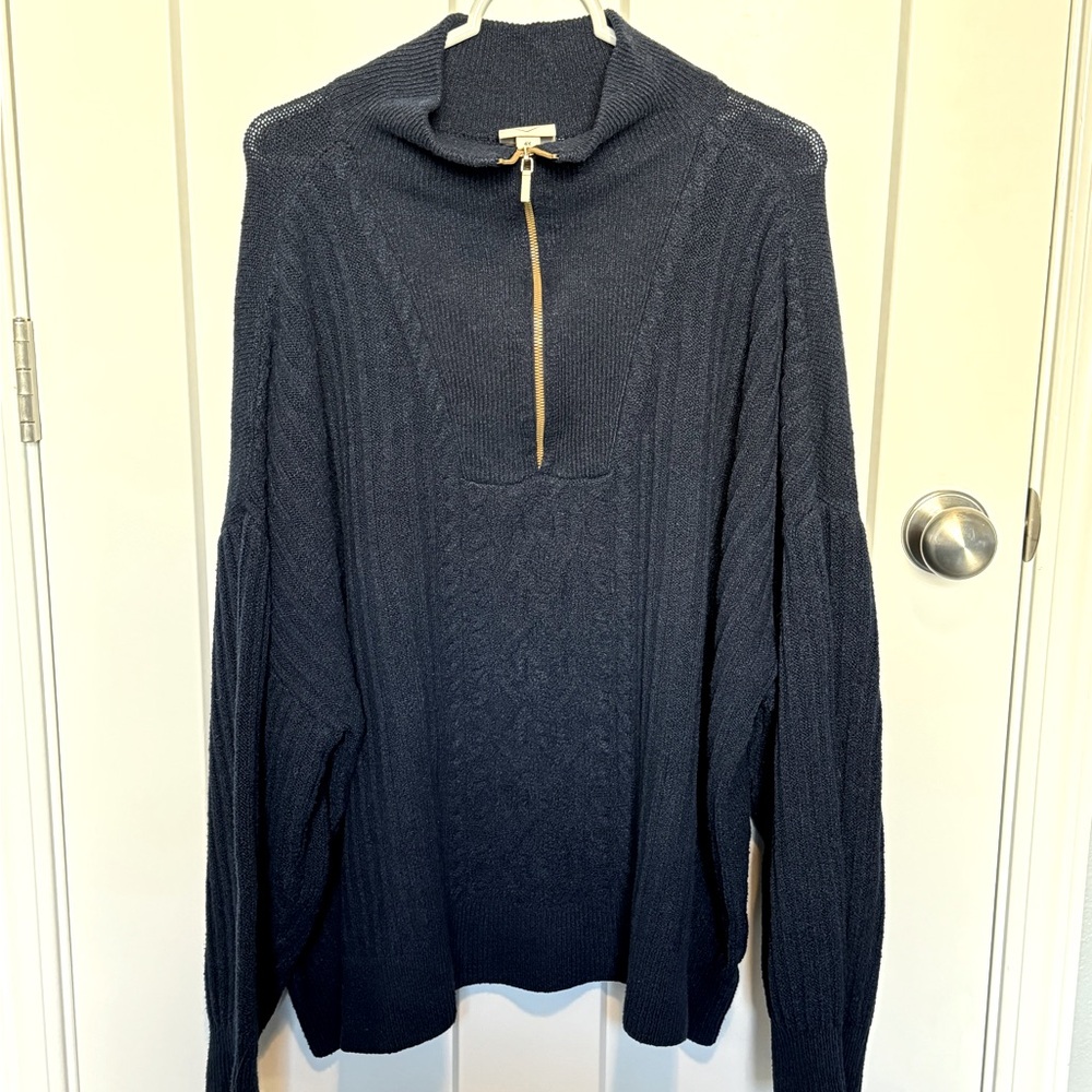 St. John’s Bay Women’s plus Collared Sweater Half Zip 4X Blue Navy